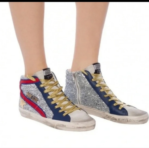 Golden Goose Ggdb Slide Silver Glitter Multicolor - Picture 10 of 11